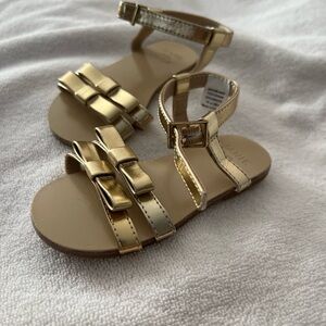 Janie and Jack Size 5T Gold Kids sandals